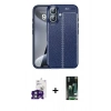 MARSİLYAN™- iPhone 16 Kılıf Doruk Klasik Özel Seri - Siyah 360 Mat Full Body Arka Koruyucu + Bilvis Titan Kamera Lens - YL