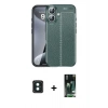 MARSİLYAN™- iPhone 16 Kılıf Doruk Klasik Özel Seri - Siyah 360 Mat Full Body Arka Koruyucu + PVD Metal Kamera Lens - YL