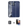 MARSİLYAN™- iPhone 16 Kılıf Doruk Klasik Özel Seri - Siyah 3D Antistatik Mat Seramik Nano Ekran Koruyucu + PVD Metal Kamera Lens - MI