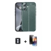 MARSİLYAN™- iPhone 16 Kılıf Doruk Klasik Özel Seri - Siyah 3D Antistatik Mat Seramik Nano Ekran Koruyucu + PVD Metal Kamera Lens - MI