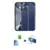 MARSİLYAN™- iPhone 16 Kılıf Doruk Klasik Özel Seri - Siyah 3D Antistatik Seramik Nano Ekran Koruyucu + Raze Metal Kamera Lens - LT