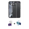 MARSİLYAN™- iPhone 16 Kılıf Doruk Klasik Özel Seri - Siyah 3D Antistatik Seramik Nano Ekran Koruyucu + Bilvis Titan Kamera Lens - SH