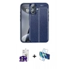 MARSİLYAN™- iPhone 16 Kılıf Doruk Klasik Özel Seri - Siyah 3D Antistatik Seramik Nano Ekran Koruyucu + Bilvis Titan Kamera Lens - SH