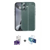 MARSİLYAN™- iPhone 16 Kılıf Doruk Klasik Özel Seri - Siyah 3D Antistatik Seramik Nano Ekran Koruyucu + Bilvis Titan Kamera Lens - SH