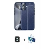 MARSİLYAN™- iPhone 16 Kılıf Doruk Klasik Özel Seri - Siyah 3D Antistatik Seramik Nano Ekran Koruyucu + PVD Metal Kamera Lens - YL