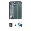 MARSİLYAN™- iPhone 16 Kılıf Doruk Klasik Özel Seri - Siyah 3D Antistatik Seramik Nano Ekran Koruyucu + PVD Metal Kamera Lens - YL