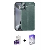 MARSİLYAN™- iPhone 16 Kılıf Doruk Klasik Özel Seri - Siyah Bilvis 5in1 3D Magic Cam Ekran Koruyucu + Bilvis Titan Kamera Lens - YL