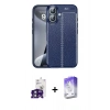 MARSİLYAN™- iPhone 16 Kılıf Doruk Klasik Özel Seri - Siyah Bilvis 5in1 3D Magic Cam Ekran Koruyucu + Bilvis Titan Kamera Lens - YL