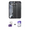 MARSİLYAN™- iPhone 16 Kılıf Doruk Klasik Özel Seri - Siyah Bilvis 5in1 3D Magic Cam Ekran Koruyucu + Bilvis Titan Kamera Lens - GS
