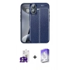 MARSİLYAN™- iPhone 16 Kılıf Doruk Klasik Özel Seri - Siyah Bilvis 5in1 3D Magic Cam Ekran Koruyucu + Bilvis Titan Kamera Lens - GS