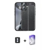 MARSİLYAN™- iPhone 16 Kılıf Doruk Klasik Özel Seri - Siyah Bilvis 5in1 3D Magic Cam Ekran Koruyucu + PVD Metal Kamera Lens - MI