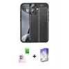MARSİLYAN™- iPhone 16 Kılıf Doruk Klasik Özel Seri - Siyah Bilvis 5in1 3D Magic Cam Ekran Koruyucu + Raze Metal Kamera Lens - PE