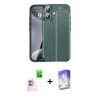 MARSİLYAN™- iPhone 16 Kılıf Doruk Klasik Özel Seri - Siyah Bilvis 5in1 3D Magic Cam Ekran Koruyucu + Raze Metal Kamera Lens - PE