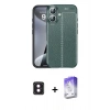 MARSİLYAN™- iPhone 16 Kılıf Doruk Klasik Özel Seri - Siyah Bilvis 5in1 3D Magic Cam Ekran Koruyucu + PVD Metal Kamera Lens - PE