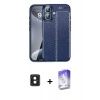 MARSİLYAN™- iPhone 16 Kılıf Doruk Klasik Özel Seri - Siyah Bilvis 5in1 3D Magic Cam Ekran Koruyucu + PVD Metal Kamera Lens - PE