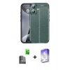 MARSİLYAN™- iPhone 16 Kılıf Doruk Klasik Özel Seri - Siyah Bilvis 5in1 3D Magic Cam Ekran Koruyucu + Raze Metal Kamera Lens - SH