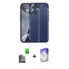MARSİLYAN™- iPhone 16 Kılıf Doruk Klasik Özel Seri - Siyah Bilvis 5in1 3D Magic Cam Ekran Koruyucu + Raze Metal Kamera Lens - SH