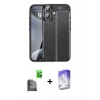 MARSİLYAN™- iPhone 16 Kılıf Doruk Klasik Özel Seri - Siyah Bilvis 5in1 3D Magic Cam Ekran Koruyucu + Raze Metal Kamera Lens - SH