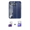 MARSİLYAN™- iPhone 16 Kılıf Doruk Klasik Özel Seri - Siyah Bilvis 5in1 5D Magic Hayalet Cam Ekran Koruyucu + Bilvis Titan Kamera Lens - SH