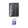 MARSİLYAN™- iPhone 16 Kılıf Doruk Klasik Özel Seri - Siyah Bilvis 5in1 5D Magic Hayalet Cam Ekran Koruyucu