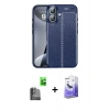 MARSİLYAN™- iPhone 16 Kılıf Doruk Klasik Özel Seri - Siyah Bilvis 5in1 5D Magic Hayalet Cam Ekran Koruyucu + Raze Metal Kamera Lens - SH