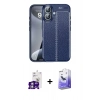 MARSİLYAN™- iPhone 16 Kılıf Doruk Klasik Özel Seri - Siyah Bilvis 5in1 5D Magic Hayalet Cam Ekran Koruyucu + Bilvis Titan Kamera Lens - GS