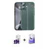 MARSİLYAN™- iPhone 16 Kılıf Doruk Klasik Özel Seri - Siyah Bilvis 5in1 5D Magic Hayalet Cam Ekran Koruyucu + Bilvis Titan Kamera Lens - SH