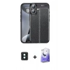 MARSİLYAN™- iPhone 16 Kılıf Doruk Klasik Özel Seri - Siyah Bilvis 5in1 5D Magic Hayalet Cam Ekran Koruyucu + PVD Metal Kamera Lens - YL