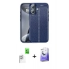 MARSİLYAN™- iPhone 16 Kılıf Doruk Klasik Özel Seri - Siyah Bilvis 5in1 5D Magic Hayalet Cam Ekran Koruyucu + Raze Metal Kamera Lens - BZ