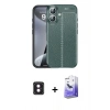 MARSİLYAN™- iPhone 16 Kılıf Doruk Klasik Özel Seri - Siyah Bilvis 5in1 5D Magic Hayalet Cam Ekran Koruyucu + PVD Metal Kamera Lens - PE