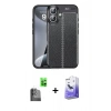 MARSİLYAN™- iPhone 16 Kılıf Doruk Klasik Özel Seri - Siyah Bilvis 5in1 5D Magic Hayalet Cam Ekran Koruyucu + Raze Metal Kamera Lens - SH