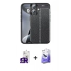 MARSİLYAN™- iPhone 16 Kılıf Doruk Klasik Özel Seri - Siyah Bilvis 5in1 5D Magic Hayalet Cam Ekran Koruyucu + Bilvis Titan Kamera Lens - GS