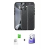 MARSİLYAN™- iPhone 16 Kılıf Doruk Klasik Özel Seri - Siyah Bilvis 5in1 5D Magic Hayalet Cam Ekran Koruyucu + Raze Metal Kamera Lens - BZ