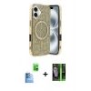 MARSİLYAN™- iPhone 16 Kılıf Eksen Çizgi - Şeffaf 360 Full Body Arka Koruyucu + Raze Metal Kamera Lens - LT