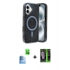 MARSİLYAN™- iPhone 16 Kılıf Eksen Çizgi - Şeffaf 360 Full Body Arka Koruyucu + Raze Metal Kamera Lens - LT