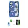 MARSİLYAN™- iPhone 16 Kılıf Eksen Çizgi - Şeffaf 360 Full Body Arka Koruyucu + Raze Metal Kamera Lens - LT