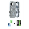 MARSİLYAN™- iPhone 16 Kılıf Eksen Çizgi - Şeffaf 360 Full Body Arka Koruyucu + Raze Metal Kamera Lens - LT