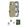 MARSİLYAN™- iPhone 16 Kılıf Eksen Çizgi - Şeffaf 360 Full Body Arka Koruyucu + Raze Metal Kamera Lens - PE