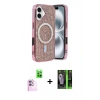 MARSİLYAN™- iPhone 16 Kılıf Eksen Çizgi - Şeffaf 360 Full Body Arka Koruyucu + Raze Metal Kamera Lens - PE