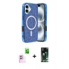 MARSİLYAN™- iPhone 16 Kılıf Eksen Çizgi - Siyah 360 Mat Full Body Arka Koruyucu + Raze Metal Kamera Lens - PE
