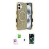 MARSİLYAN™- iPhone 16 Kılıf Eksen Çizgi - Siyah 360 Mat Full Body Arka Koruyucu + Raze Metal Kamera Lens - PE