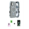 MARSİLYAN™- iPhone 16 Kılıf Eksen Çizgi - Siyah 360 Mat Full Body Arka Koruyucu + Raze Metal Kamera Lens - PE
