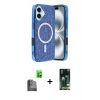 MARSİLYAN™- iPhone 16 Kılıf Eksen Çizgi - Siyah 360 Mat Full Body Arka Koruyucu + Raze Metal Kamera Lens - SH