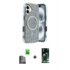 MARSİLYAN™- iPhone 16 Kılıf Eksen Çizgi - Siyah 360 Mat Full Body Arka Koruyucu + Raze Metal Kamera Lens - SH