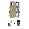 MARSİLYAN™- iPhone 16 Kılıf Eksen Çizgi - Siyah 360 Mat Full Body Arka Koruyucu + Raze Metal Kamera Lens - SH