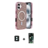 MARSİLYAN™- iPhone 16 Kılıf Eksen Çizgi - Siyah 360 Mat Full Body Arka Koruyucu + PVD Metal Kamera Lens - YL