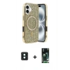MARSİLYAN™- iPhone 16 Kılıf Eksen Çizgi - Siyah 360 Mat Full Body Arka Koruyucu + PVD Metal Kamera Lens - YL