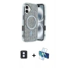 MARSİLYAN™- iPhone 16 Kılıf Eksen Çizgi - Siyah 3D Antistatik Seramik Nano Ekran Koruyucu + PVD Metal Kamera Lens - MI