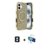 MARSİLYAN™- iPhone 16 Kılıf Eksen Çizgi - Siyah 3D Antistatik Seramik Nano Ekran Koruyucu + PVD Metal Kamera Lens - MI