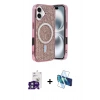 MARSİLYAN™- iPhone 16 Kılıf Eksen Çizgi - Siyah 3D Antistatik Seramik Nano Ekran Koruyucu + Bilvis Titan Kamera Lens - YL